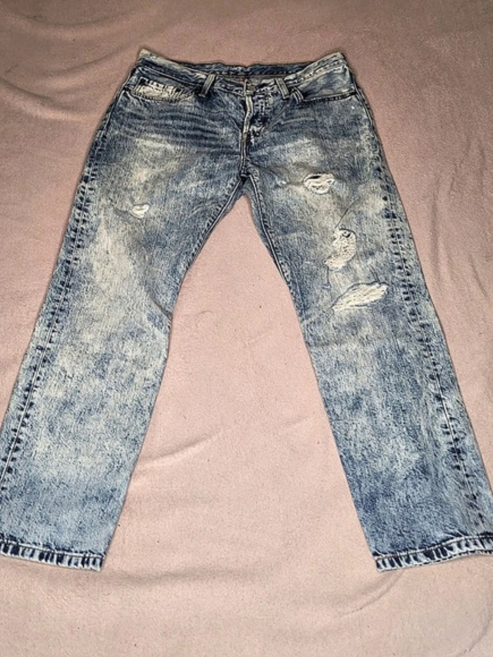 Levi's 501 CT Distressed Straight Leg Jeans in Blue Waist 30